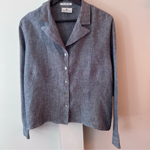 SPORTSCRAFT  100% IRISH LINEN made in Australia BUTTON DOWN TOP WOMENS SIZE 18 - Picture 1 of 8